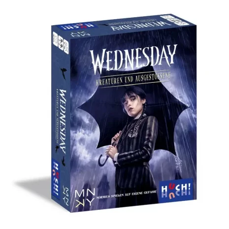 Vorderseite der Box „Wednesday – Kreaturen & Ausgestoßene“ – offizielles Kartenspiel