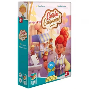 Vorderseite der Box „Carla Caramel“ – Kinderspiel mit Eisstand