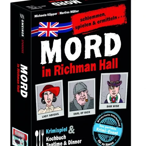Vorderseite der Box „Mord in Richman Hall“ – Krimi-Dinner & Rätselspiel