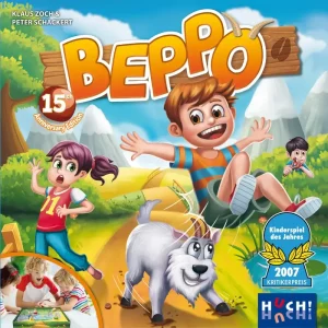 Vorderseite der Box „Beppo der Bock Jubiläumsausgabe“ – Magnetspiel für Kinder