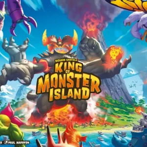 Vorderseite der Box „King of Monster Island“ – kooperatives Würfelspiel
