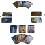 Spielmaterial von Druids: Kartenstapel der Domänen, Block/Übersicht und Anleitung.