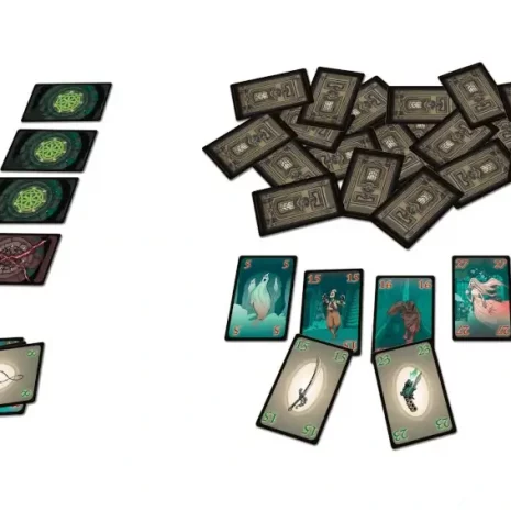 verflucht-inhalt-webp Spielmaterial von Verflucht!: Kartenstapel mit Monstern und Ausrüstungen