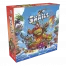 Vorderseite der Box „Snails – Das Brettspiel“ – bewaffnete Schnecken im Kampf