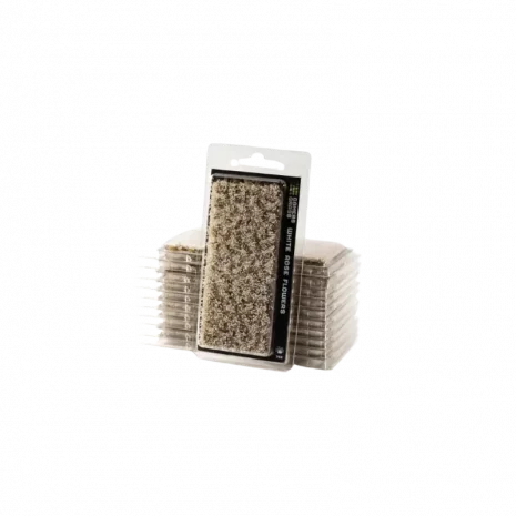 Vorderseite der Packung Gamers Grass White Rose Flowers mit weißen Blütenbüscheln