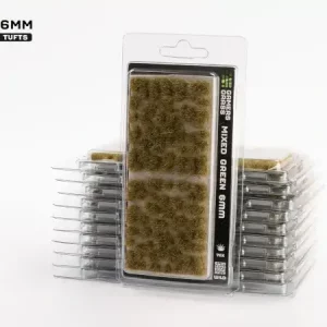Vorderseite der Packung Gamers Grass Mixed Green 6mm Wild mit gemischten grünen 6 mm-Grasbüscheln