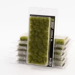 Vorderseite der Packung Gamers Grass Jungle XL mit satten, grünen XL-Grasbüscheln