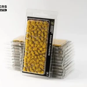 Vorderseite der Packung Gamers Grass Broom Flowers mit gelben Blüten-Grasbüscheln