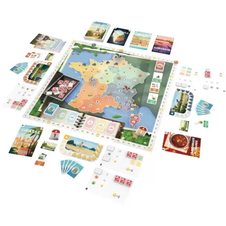 postcards-inhalt-webp Spielmaterial von Postcards – Karten mit Regionen Frankreichs, Zeltlager-Marker, Spielszenen