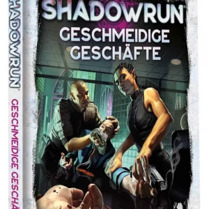 Vorderseite des Hardcover-Regelwerks „Shadowrun: Geschmeidige Geschäfte“ von Pegasus Spiele
