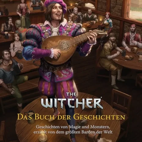 the-witcher-buch-der-geschichten-vorderseite-webp Vorderseite des Hardcover Erweiterungsbands „The Witcher: Das Buch der Geschichten“