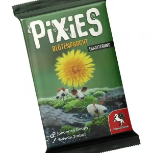 Vorderseite der Box „Pixies: Blütenpracht“ – Erweiterungskarten für das Kartenspiel Pixies