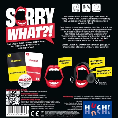 sorry-what-verpackung-rueckseite-webp Rückseite mit Spielinfos: 4–8 Spieler, 20 Minuten, ab 12 Jahren
