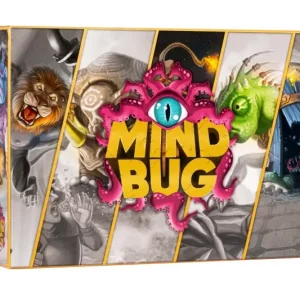 Vorderseite der Box „Mindbug: Der erste Kontakt“ – deutsches Duell-Kartenspiel mit Hybridkreaturen