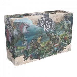 Vorderseite der Box „The Dead Keep (Deluxe)“ – kooperatives Dungeon-Crawler-Spiel mit Miniaturen