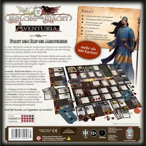 aventuria-kelche-der-macht-verpackung-rueckseite-webp Rückseite mit Infos zur Kampagne von Aventuria: Kelche der Macht – 11 Abenteuer und über 30 Akte