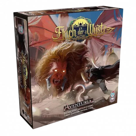 Vorderseite der Box Aventuria: Fluch der Wüste – Solo-Abenteuer in der Wüste
