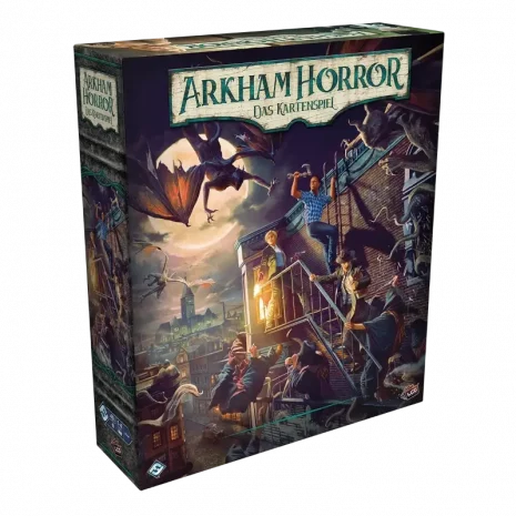 Vorderseite der Neuauflage „Arkham Horror: Das Kartenspiel“ – Grundspiel 2026