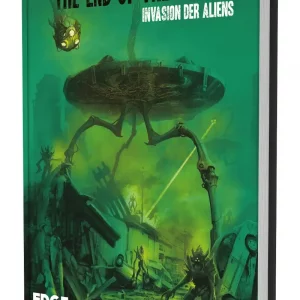 Vorderseite des Rollenspielbands „The End of the World – Invasion der Aliens“ mit Alien-Invasionsmotiv