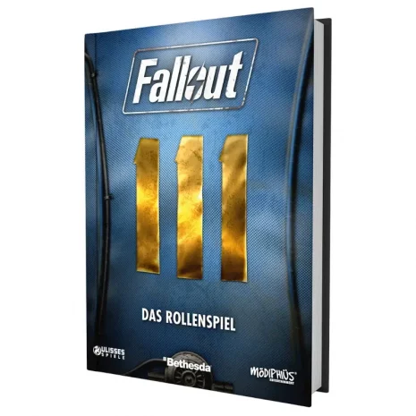 fallout-das-rollenspiel-regelwerk-vorderseite-webp Vorderseite des Hardcovers Fallout: Das Rollenspiel – Regelwerk mit Ödland-Motiv