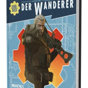 Vorderseite des A4-Hardcovers „Fallout: Das Rollenspiel – Handbuch der Wanderer“ mit Ödland-Szene